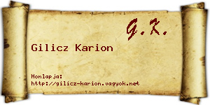 Gilicz Karion névjegykártya